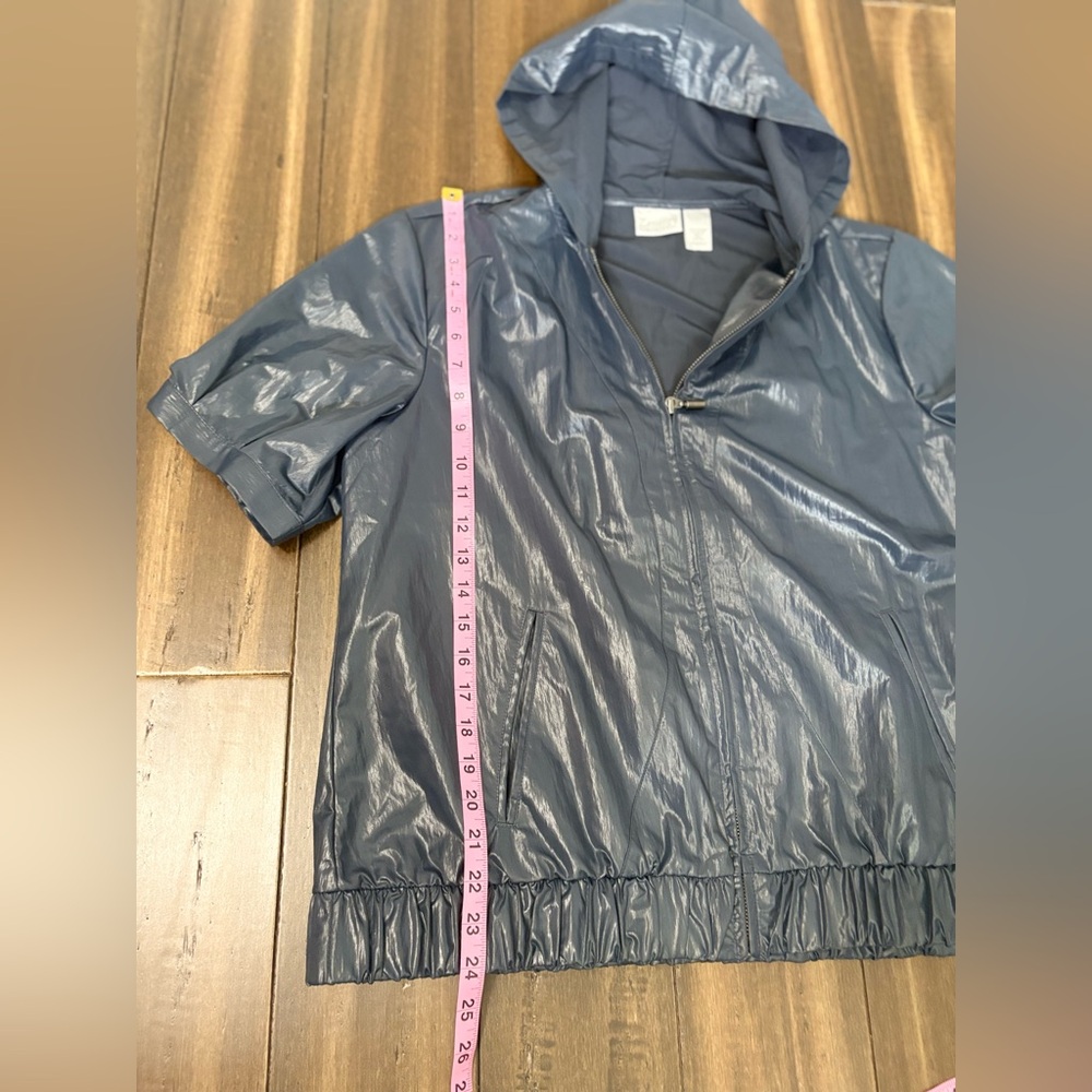 Zynergy by Chico’s Sz Blue Golf Jacket Hooded Zip Up Pockets Athletic Preppy - Picture 4 of 8